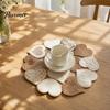 Rustic Style Placemats for Theme Displays Heart Applique Round Placemat Vintage Embroidered Hollow-Out Table Mat Dining Hollow Embroidery Linens