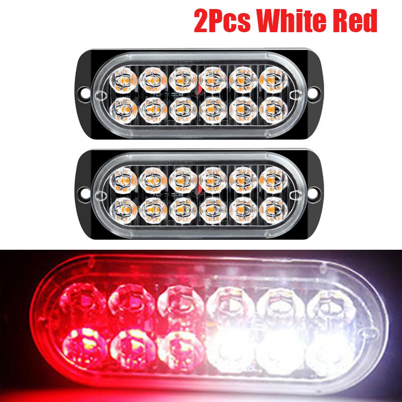 2Pcs 12LED Car Strobe Warning Light Grill Flashing Breakdown Emergency Lamp Car Truck Trailer Beacon Lamps LED Side Lights