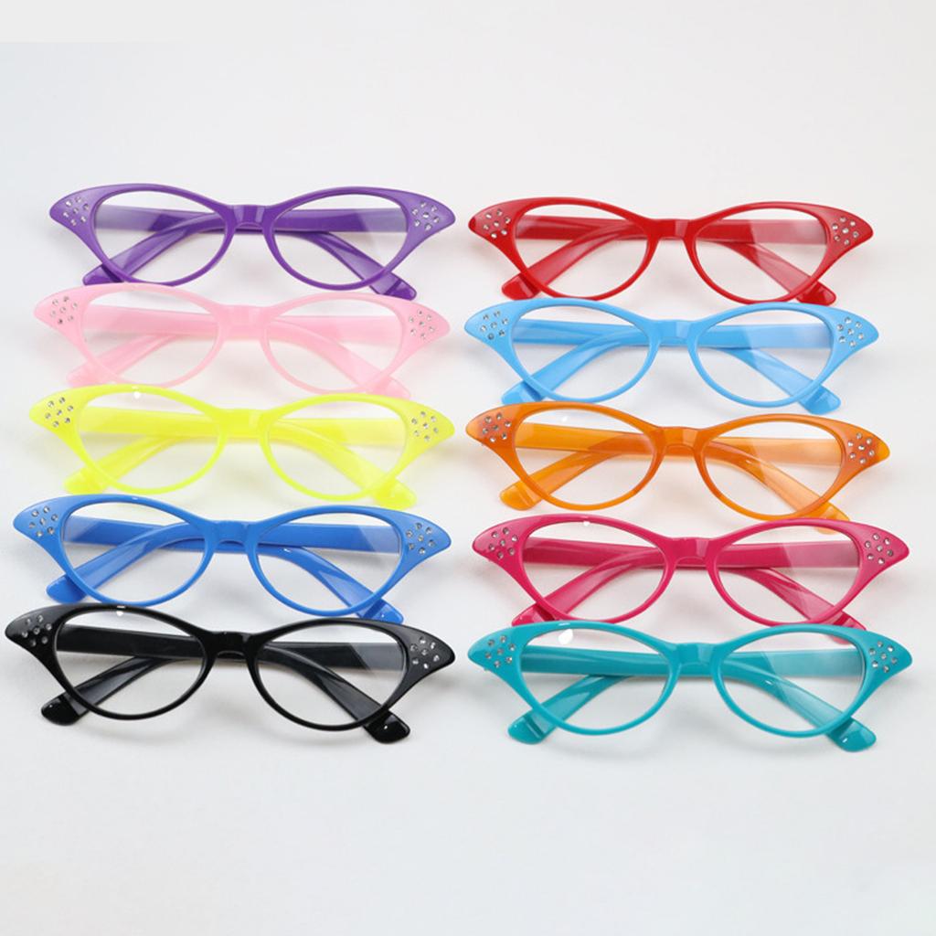 Vintage Glasses for Adult and Kids with Rhinestones Unisex Nerd Styles Clear Lens Glasses for Cosplay Costume Party