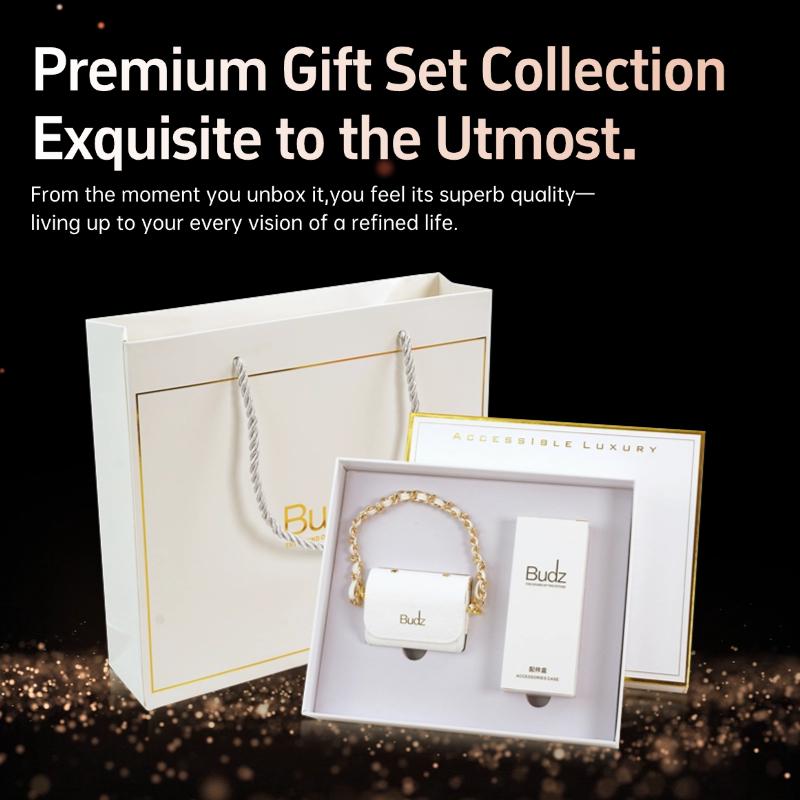 Luxury Leather Bag Ear Clip Earbuds Bluetooth Headphones HIFI Sound Earphone Touch Control Wireless Headset Valentine's Day gift