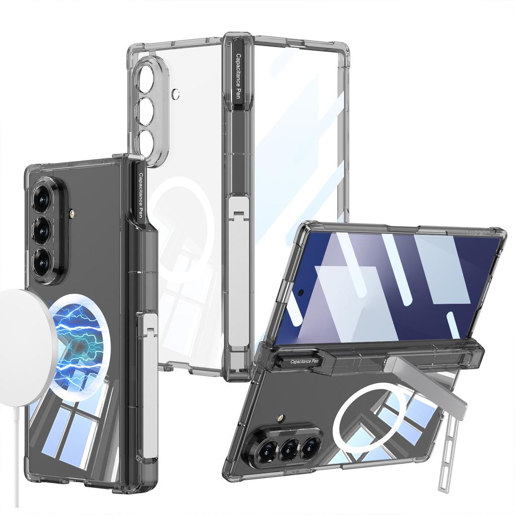 Samsung Z Fold7 Mobile Phone Case Airbag Anti Fall Magnetic Adsorption Pen Transparent Protective Case Magsafe Wireless Charging