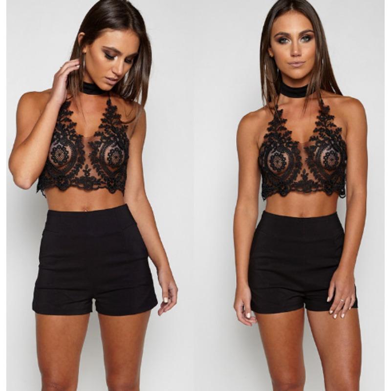 

New Women s Sexy Suspender Lace Hollow Top Bottom Shirt XL