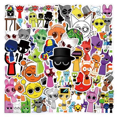 55 New Sprunki Waterproof Graffiti Stickers for Skateboards & Helmets