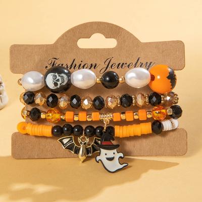 Stackable Spider Web Halloween Batracelet Ghost Blue Eye Pumpkin Pendant Multi-layer Bracelets Bat Spider Bracelet Jewelry Gifts