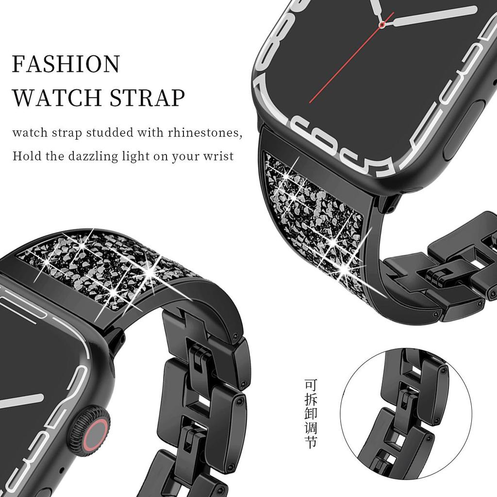 Apple Watch Serisi için lüks Elmas Bilezik Band Ultra9/8/7/6/5/4/3/2/se Paslanmaz Çelik saat kayışı Iwatch için 41mm 45mm 38 42mm Kayış