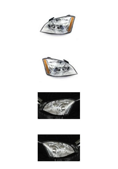 Chery A5 Front Headlight Assembly with Manual/Electric Adjustment - White/Yellow Edge