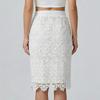 Elegant High-Waisted Lace Midi Skirt - Slim Fit, Hollow Design, Hip-Hugging Style for Women