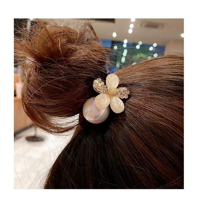Koreanische Mode Blume Katzenauge Stein Doppelfaden Haarseil PerlenHaargummi Damen Pferdeschwanz Dutt Tägliche Haaraccessoires