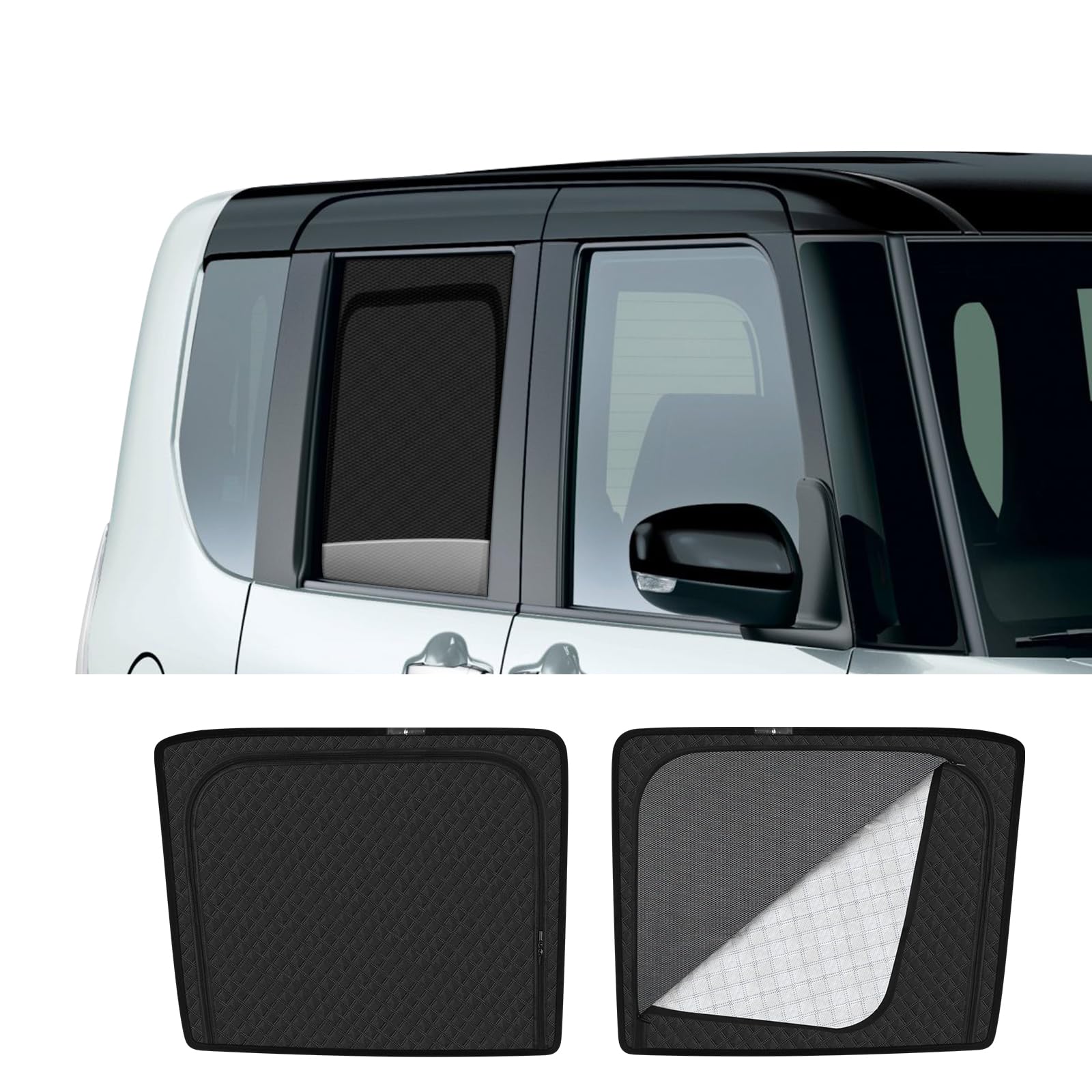 

New Daihatsu Tanto LA650 Series Exclusive Sunshade with Magnetic Rear Seat Ventilation and Integrated Car Shade for Daihatsu Tanto LA650 Mesh Sun UV чёрный