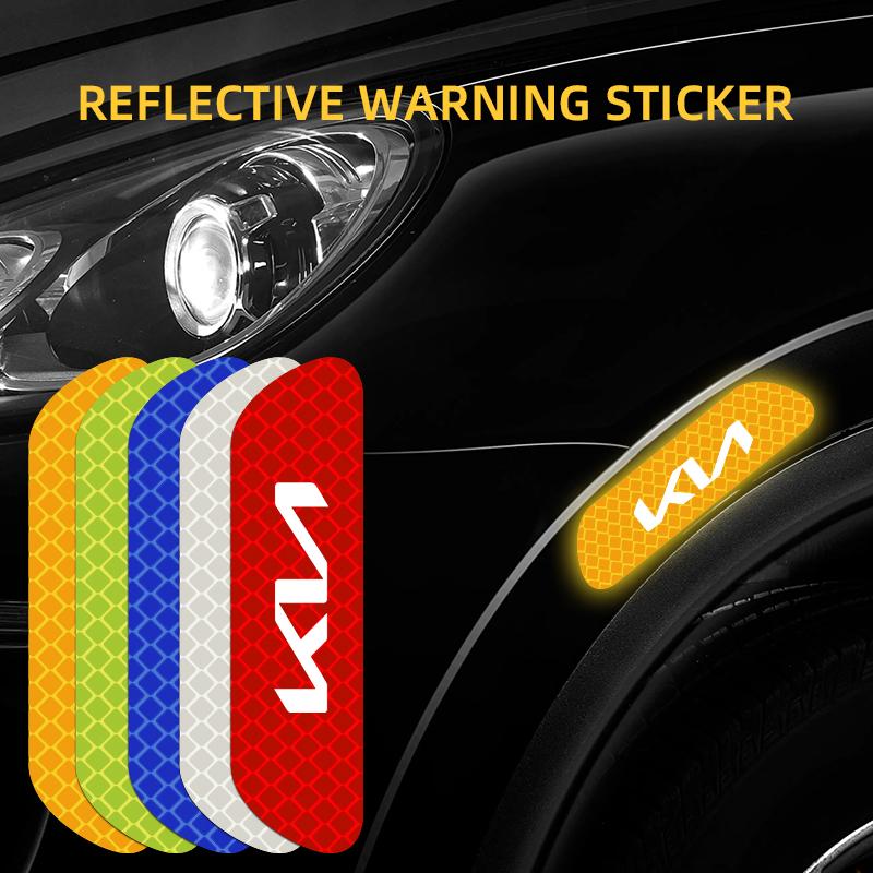 MYMX8 4PCS Car Door Sticker Safety Warning Reflective Mark For KIA Rio Ceed Sportage Cerato Soul