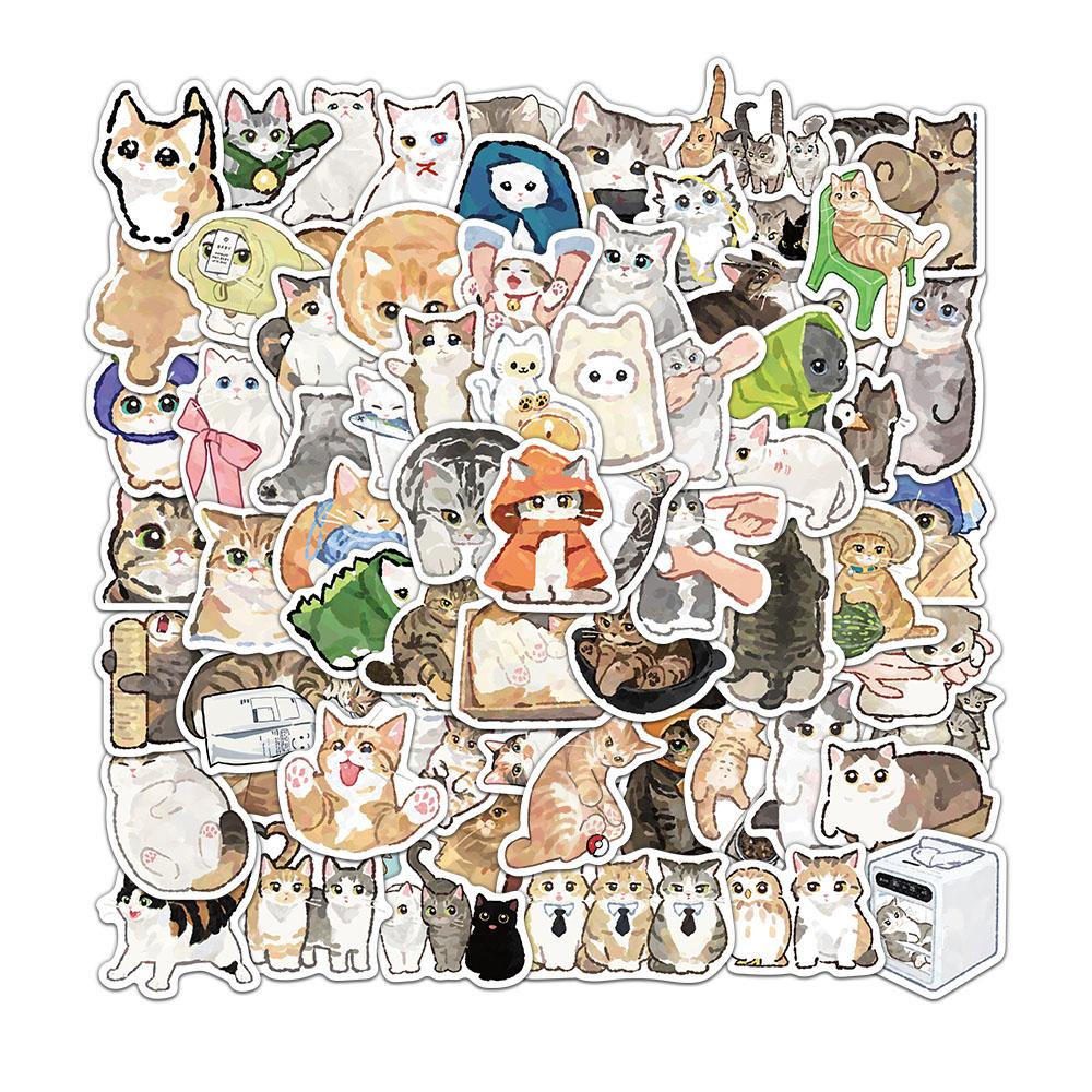 77PCS Cartoon Cat Stickers Exquisite Animal Account Materials Phone Cases Laptop Luggage Waterproof Stickers