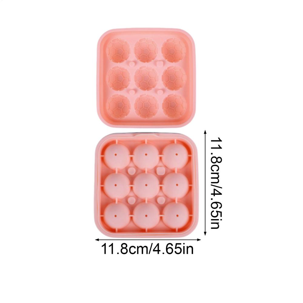 9cavity Soccer Silicone Chocolate Mold Freezer Ice Tray Round Ice Cubes Maker 3D Football Shape Ice Mold With Lid Ice Ball Maker