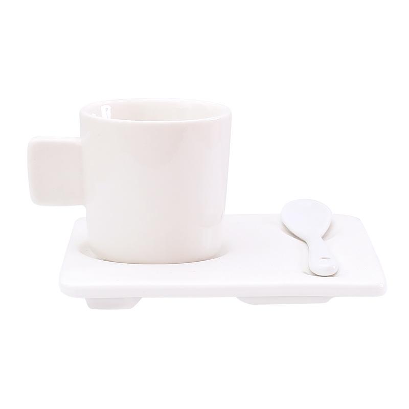 White Ceramic Water Cup Coffee Cup and Dish Set Breakfast Cups Dim Sum Dish Afternoon Tea Mug Milk Tea Cups Juice Mug
