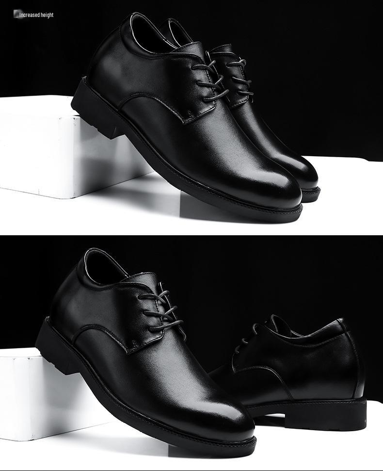 Men's All-Season Height-Increasing Leather Shoes: Formal British-Style Casual, Business, and Large-Size Options Available