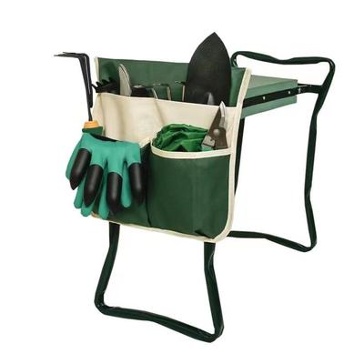 Siège de jardin pliant, tabouret de banc Portable avec coussin en mousse souple et pochette à outils pour le jardinage et la pêche