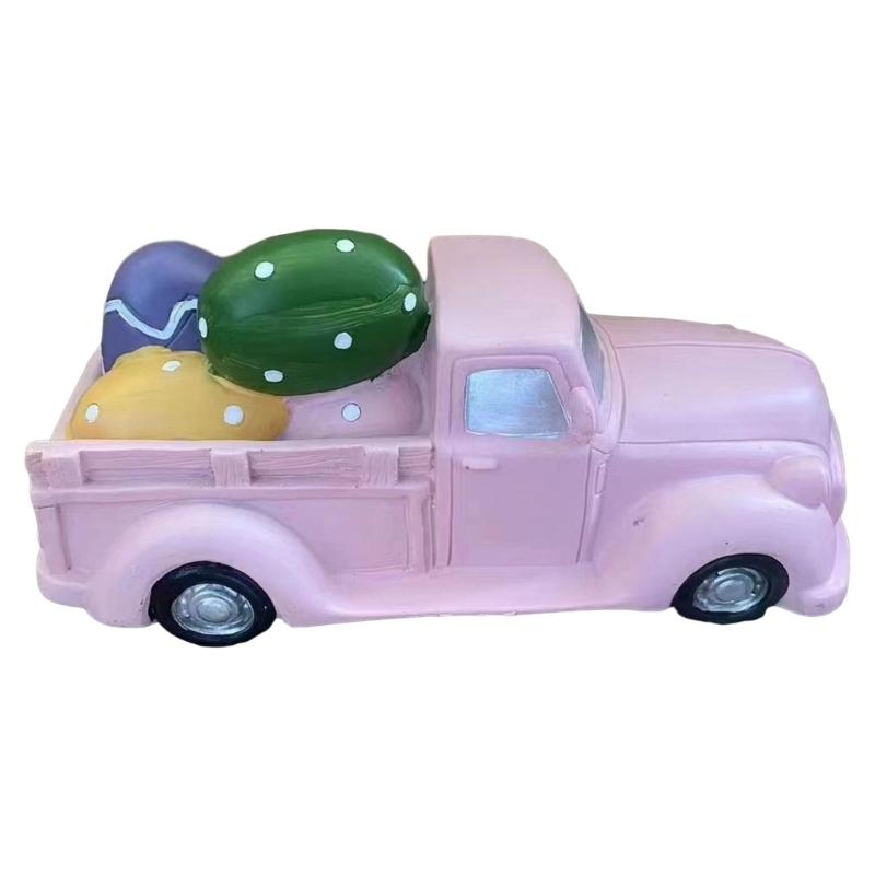 

Spring Easter Resin Truck Figurine Vibrant Colors, Delicate Craftsmanship, Perfect for Gifting or Collectings Decors 1