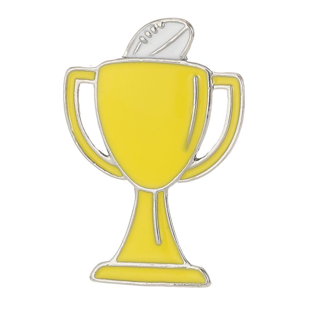 Funny I Love American Football Enamel Brooches Sporty Rugby Trophy Shaped Golden Pins