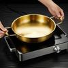 Patelnie z podwójnym uchwytem 1350ML Pogrubiona stal nierdzewna Patelnia z płaskim dnem do gotowania owoców morza smażonego ryżu Złota
