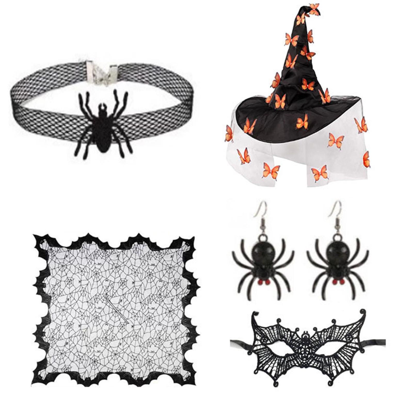 Women Witch Hat Eye Mask Choker Necklace Earrings Adult Halloween Witch Costume for Women Masquerade Halloween Cosplay разноцветный