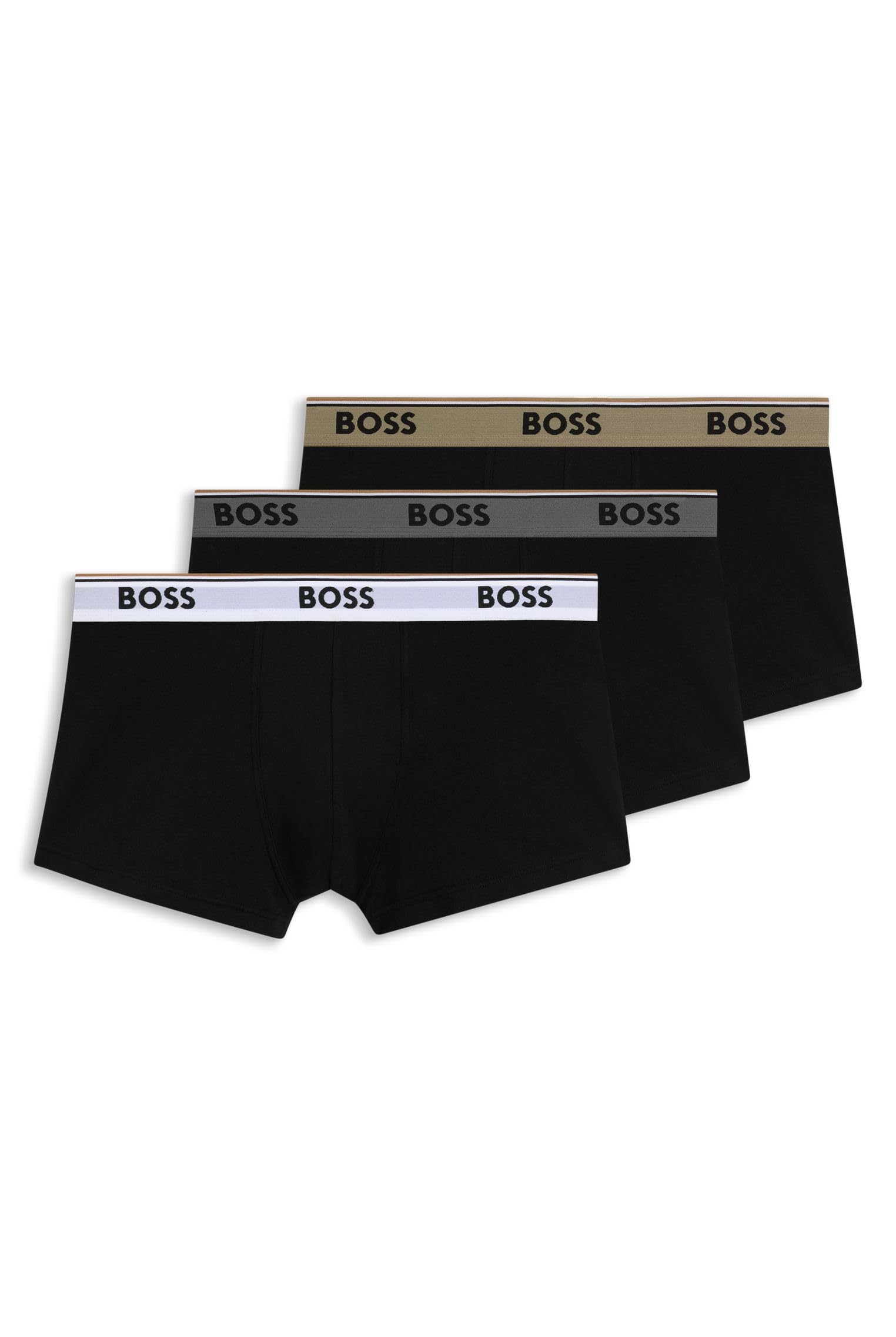 [BOSS] Boxer Briefs 3-Pack, Stretch Cotton, Logo, Waistband, Men s XL, Black