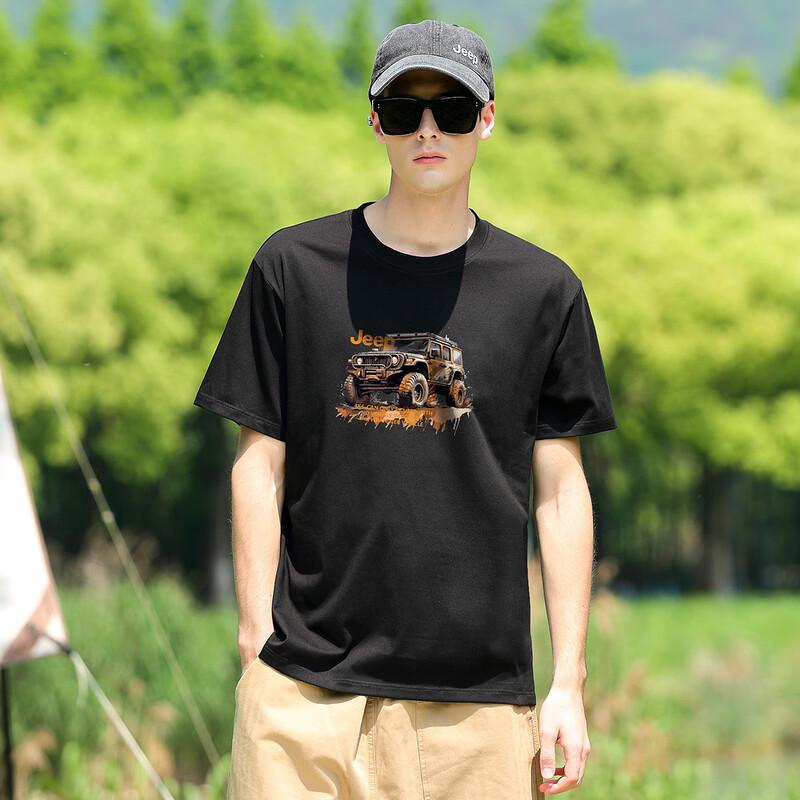 JEEP Men's 100% Cotton Round Neck Short Sleeve T-Shirt