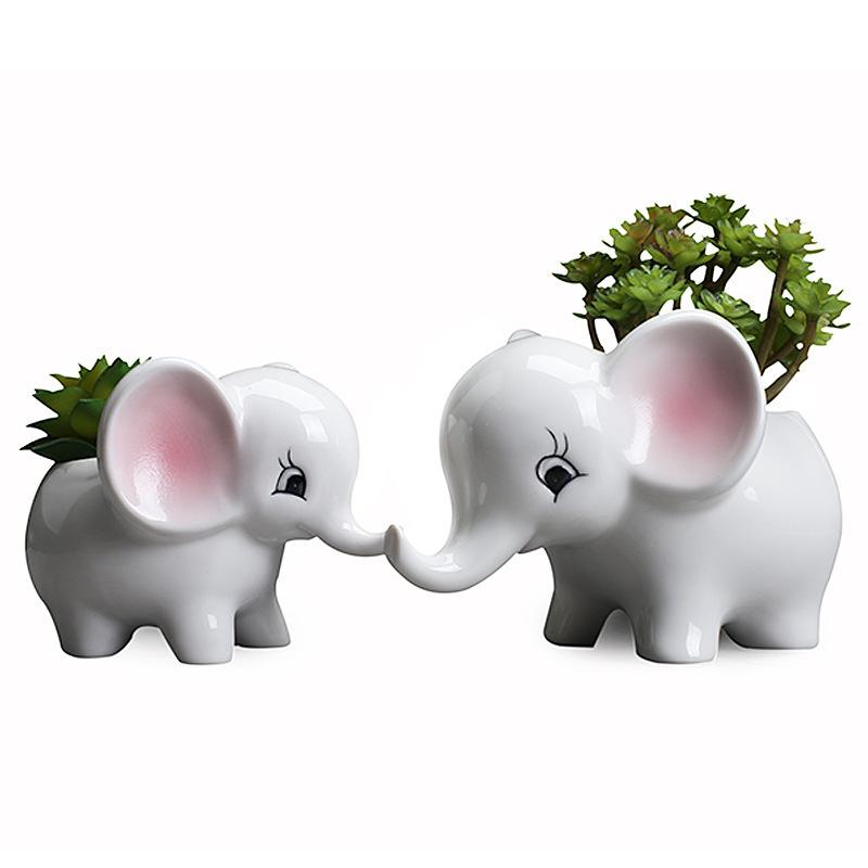 Creative Hand-Painted Succulent Ceramic Flower Pot Simple Modern Balcony Desktop Cartoon Puppy Flower Pot Flower Device