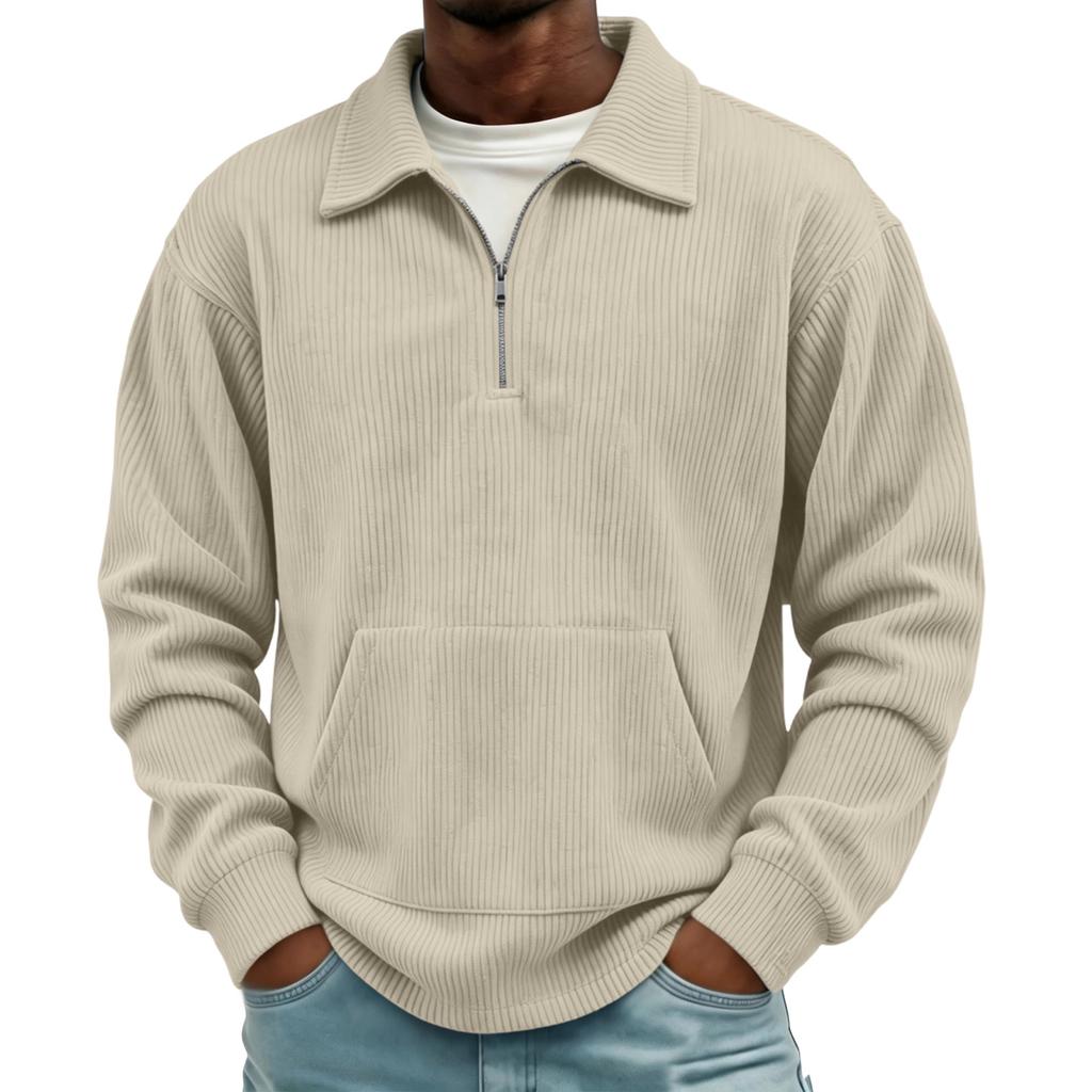 Men's Retro Corduroy Long Sleeve Collared Casual Shirt