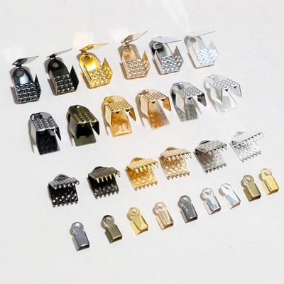 200pcs Cove Clasps Cord End Caps 4/5/6mm Width String Ribbon Leather Rope Clip Tip Fold Crimp Connectors DIY Jewelry Findings