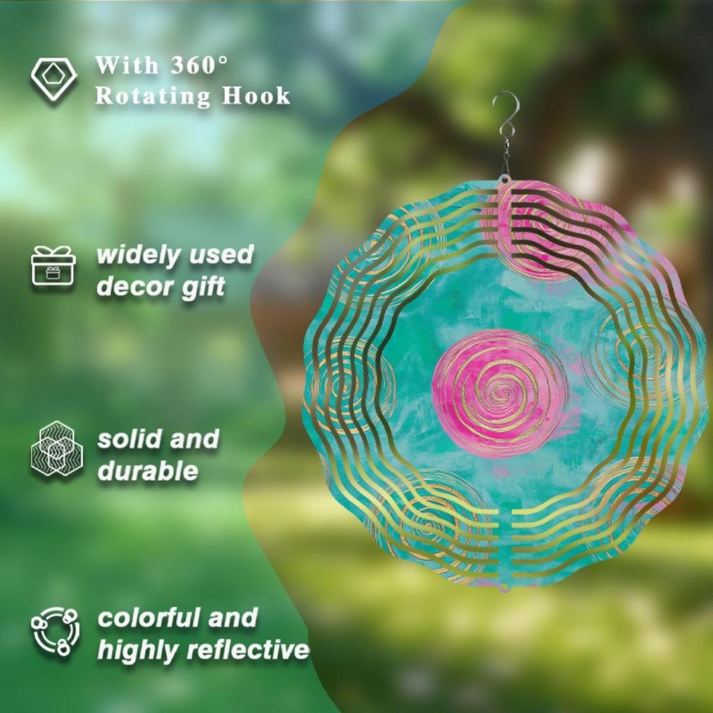 360 Grad Schwenkhaken Elegantes Hängendes Windspiel 25cm Lebhaftes Abstraktes Metall Outdoor-Dekor für Balkon Rasen Garten Perfektes Geschenk für Alle Jahreszeiten