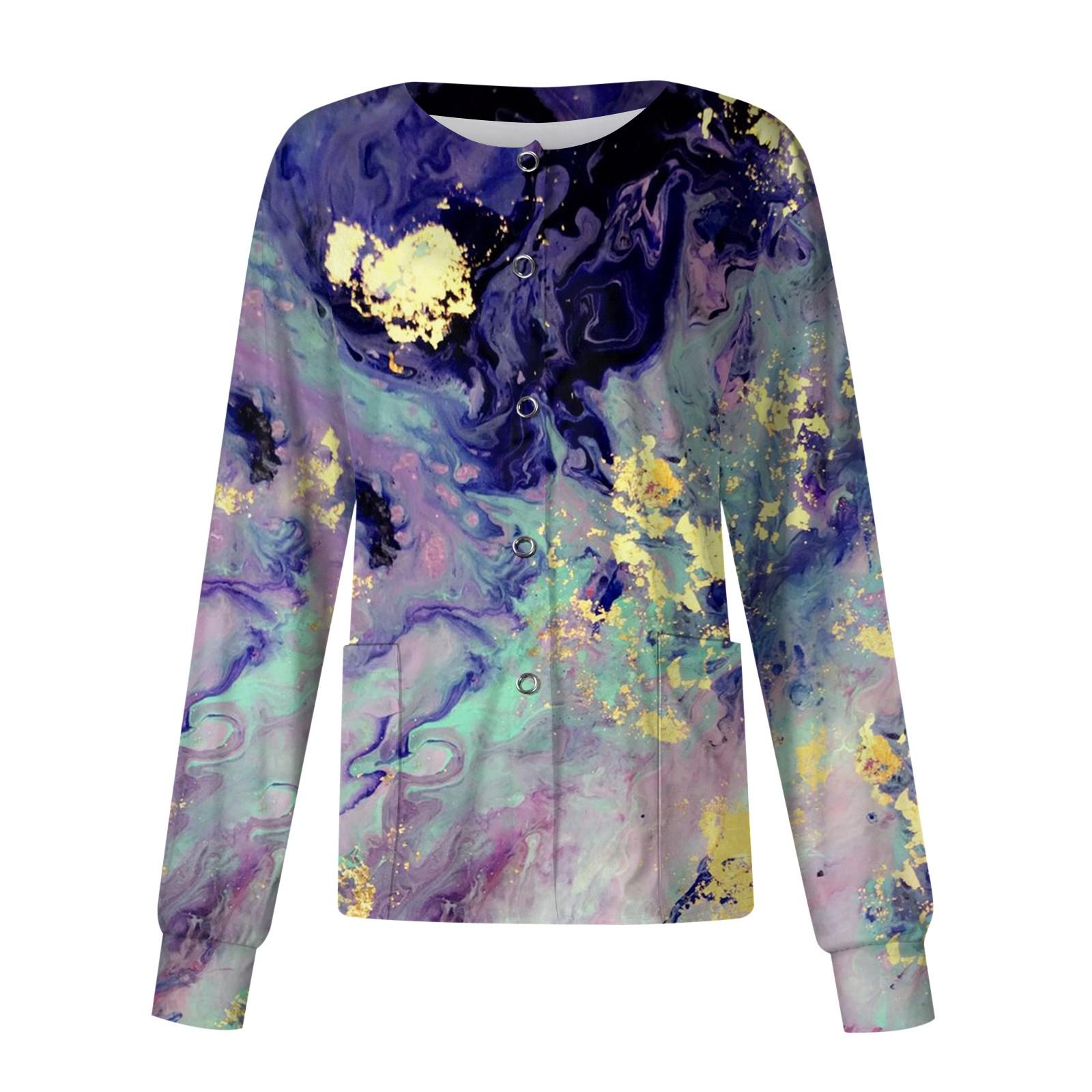 

Женский однобортный защитный комбинезон с длинным рукавом и карманом, рабочий воротник-стойка, кардиган, куртка, топ S фиолетовый