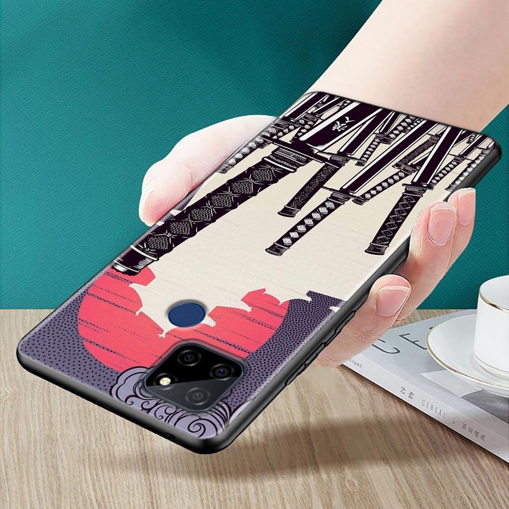 Red Sun Japanese Samurai Demon Art Anime Case For Realme C21Y C21 C25 C20 C15 C12 C11 C1 GT Master Neo Neo2 5G Funda Capa  Cases