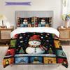 snowman Pattern Bedding Quilt Set Quilt Cover Pillowcase Home Decoration Birthday Gift (1 * duvet cover + 2 * pillowcase, without core)