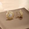 Huitan Hollow Gear Design Women Hoop Earrings for Party Trendy with Cubic Zirconia Elegant Novel Wedding Fancy Daily JewelryGood product