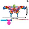 Children Kite Toy Cartoon Eagle Foldable Mini Plastic Toys Kite Hand Brake Fishing Rod  Butterflies For Kids Outdoor Toy For Fun
