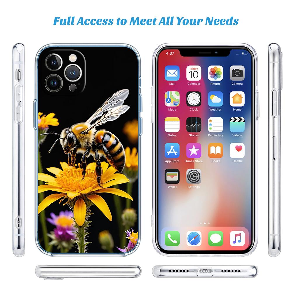 QT8 Art Bees Cartoon Phone Case for Motorola Moto G14 G31 G32 G34 G73 G71 G72 G24 G84 G85 G62 E32 E22S G7 E7 Play Plus Power