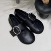 Leather Retro Belt Buckle Flat Bottom Big Head Single Shoes Women's 2025 Spring and Autumn New Mary Jane Shoes Loafers Small Leather Shoes
