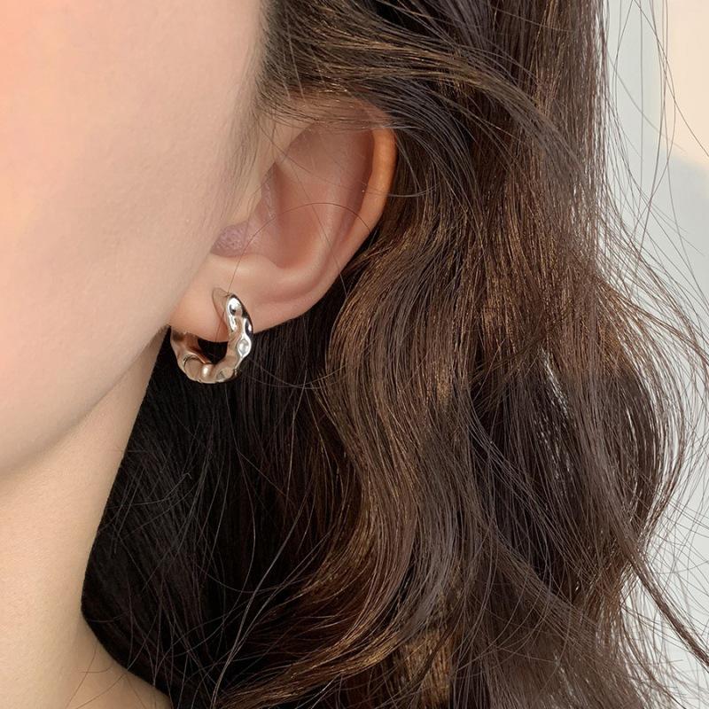 Geometric Irregular Textured Earrings - Trendy Korean Fashion for Women