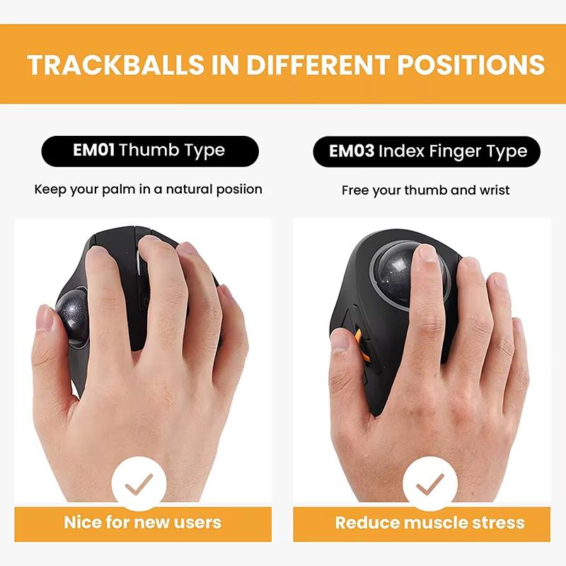 Trackball Mouse JOMAA RGB Ergonomic Bluetooth Mouse