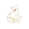New Delicate Diamond Hollow Diamond Cat Brooch Sweet Versatile Animal Shell Tulip Pin Anti-light