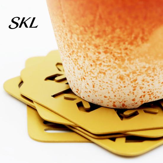 Sturdy Metal Plates for Cups Decorative Coasters Drinks, Heat Resistant Hollow Carved Table Mats Desktop Home Coffee Tea Cups, Modern Decor