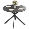 Round Dining Table for 4 People, Industrial-Style Kitchen Table with Steel Legs, for Dining Room, Kitchen, Black
