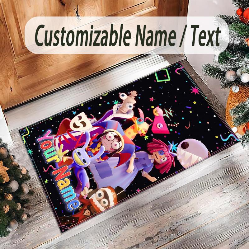 Personalized Crystal Velvet Carpet Custom Name Text,The Amazing Digital Circus Anti Slip Area Rug For Home Decoration