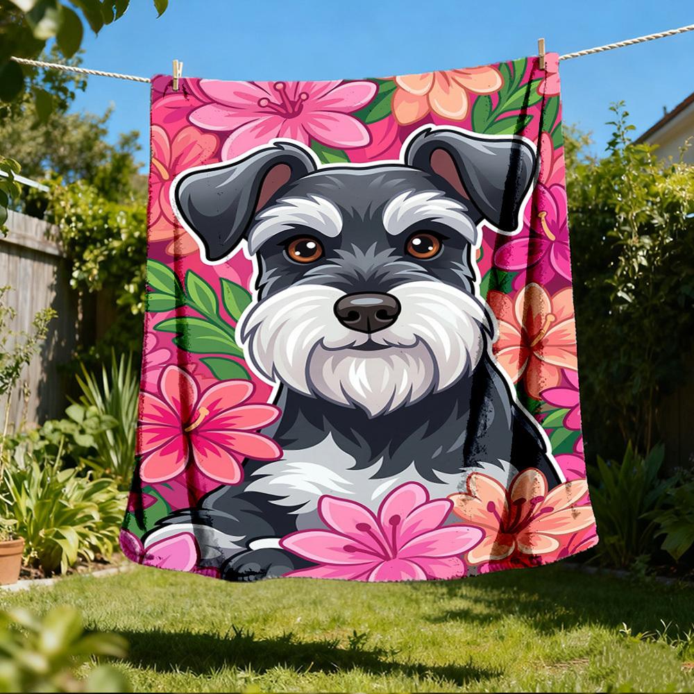 

1pc Dogs FlowersOutdoor Blanket, Soft And Comfortable Blanket, Casual Warm Outdoor Blanket, Good Birthday Gift yy260328072 75x90cm