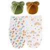 Newborn Cotton Swaddle Wrap With Bow Hat Set Fall Baby Sleep Calm Startle Reflex