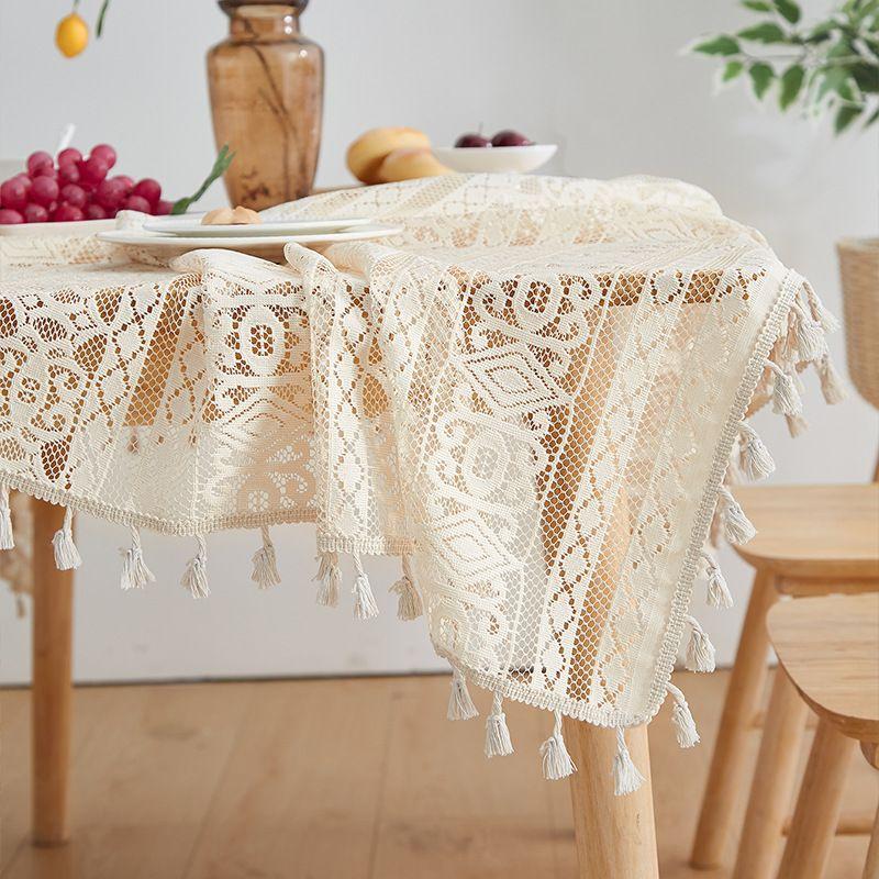 French Retro Lace Hollow Tablecloth Pastoral Style Photo Long Crochet Tablecloth Coffee Table Cover Towel Dining Table Cloth Cover Cloth