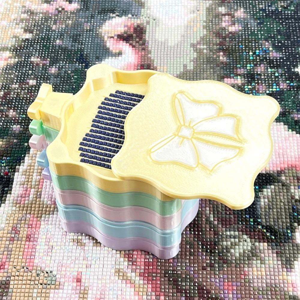 With Lid Diamond Painting Bowknot Tray Embroidery Storage Flip Drill Tray for Nail Art Accessories