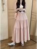 Sweet Petite Slimming Pleated Long Skirt: Lined, Layered, Solid Color, Waist-Cinching Half-Skirt for Women
