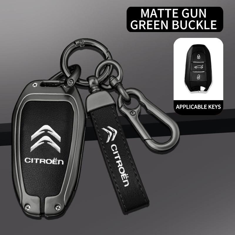 Metalen Lederen Auto Afstandsbediening Sleutelhoes Cover Sleutel Beschermer Fob Voor Citroen C1 C2 C4 C6 C3-XR Picasso Grand DS3 DS5 Auto Accessoires
