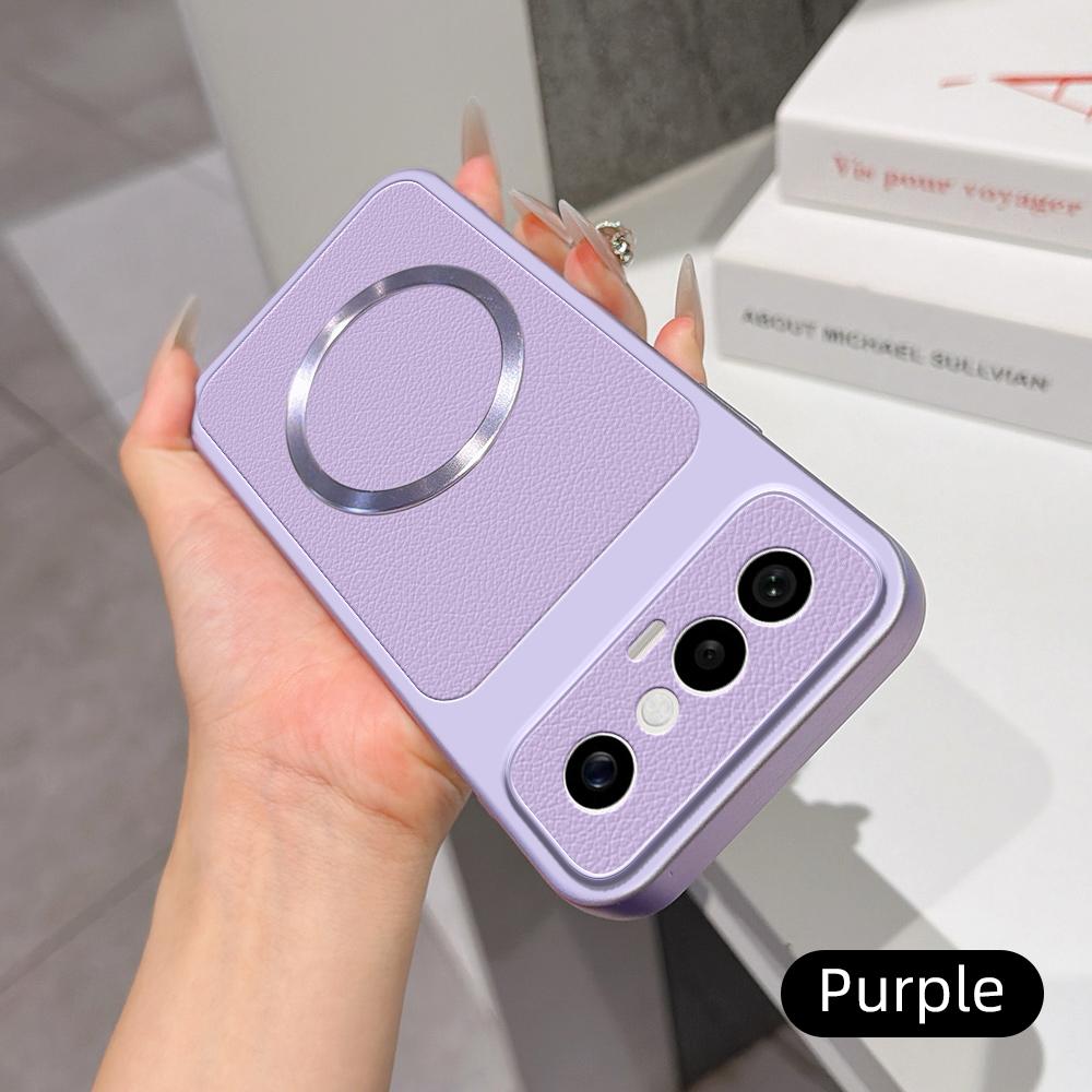For VIVO X300 FE S50 Pro Mini Case New Lychee Pattern CD Magnetic Ring Ultra-Thin Cover For VIVO X300FE Anti-drop Funda