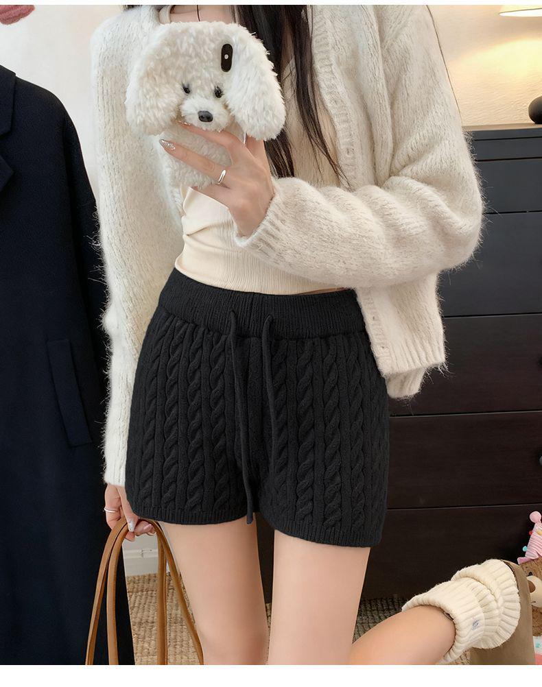 Retro Wide-Leg Cable Knit Bootcut Pants - Women s Slimming Autumn Wear One Size чёрный